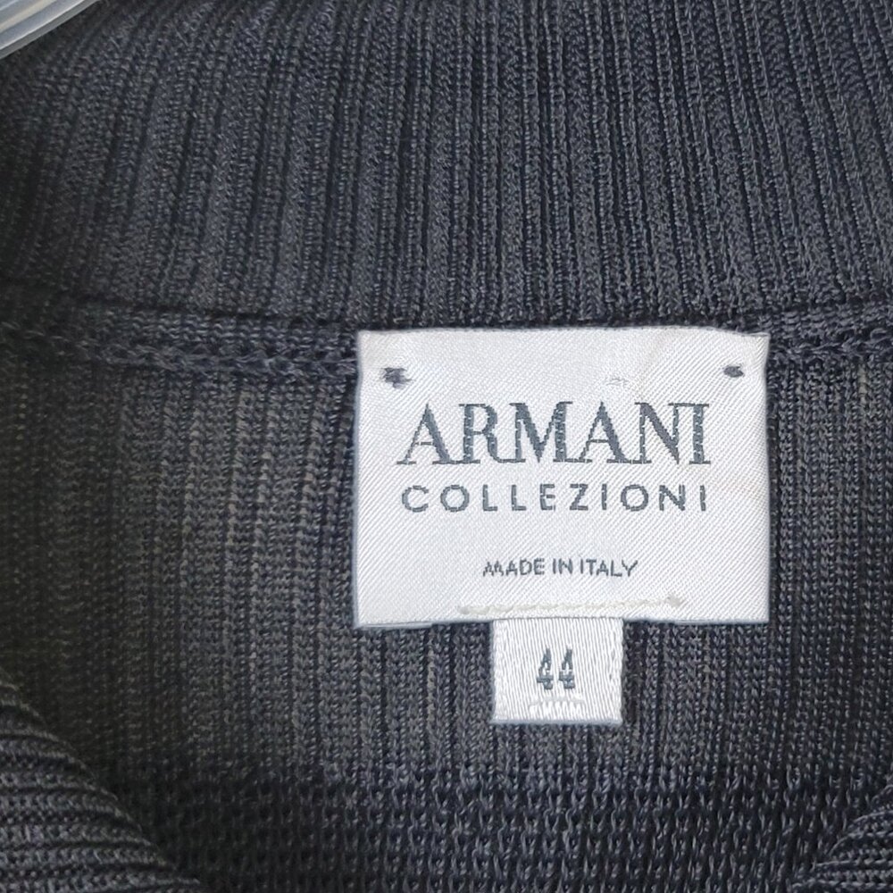 Armani Collezioni Knit Cardigan Women's 44 Black Button Front Long Sleeve - Picture 7 of 8